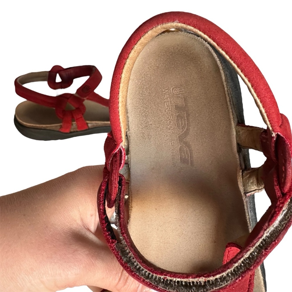Teva Ventura Red Cork Sandals 6389 Strap Leather Flat Slip On Waterproof Women 6 - Picture 5 of 5